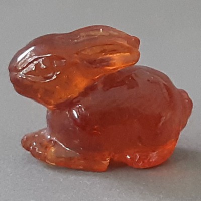 KG-075 Hand Carved genuine Natural Spessartite Garnet in Rabbit bunny animals Shape January birthstone gem gemstone Statue 8cts